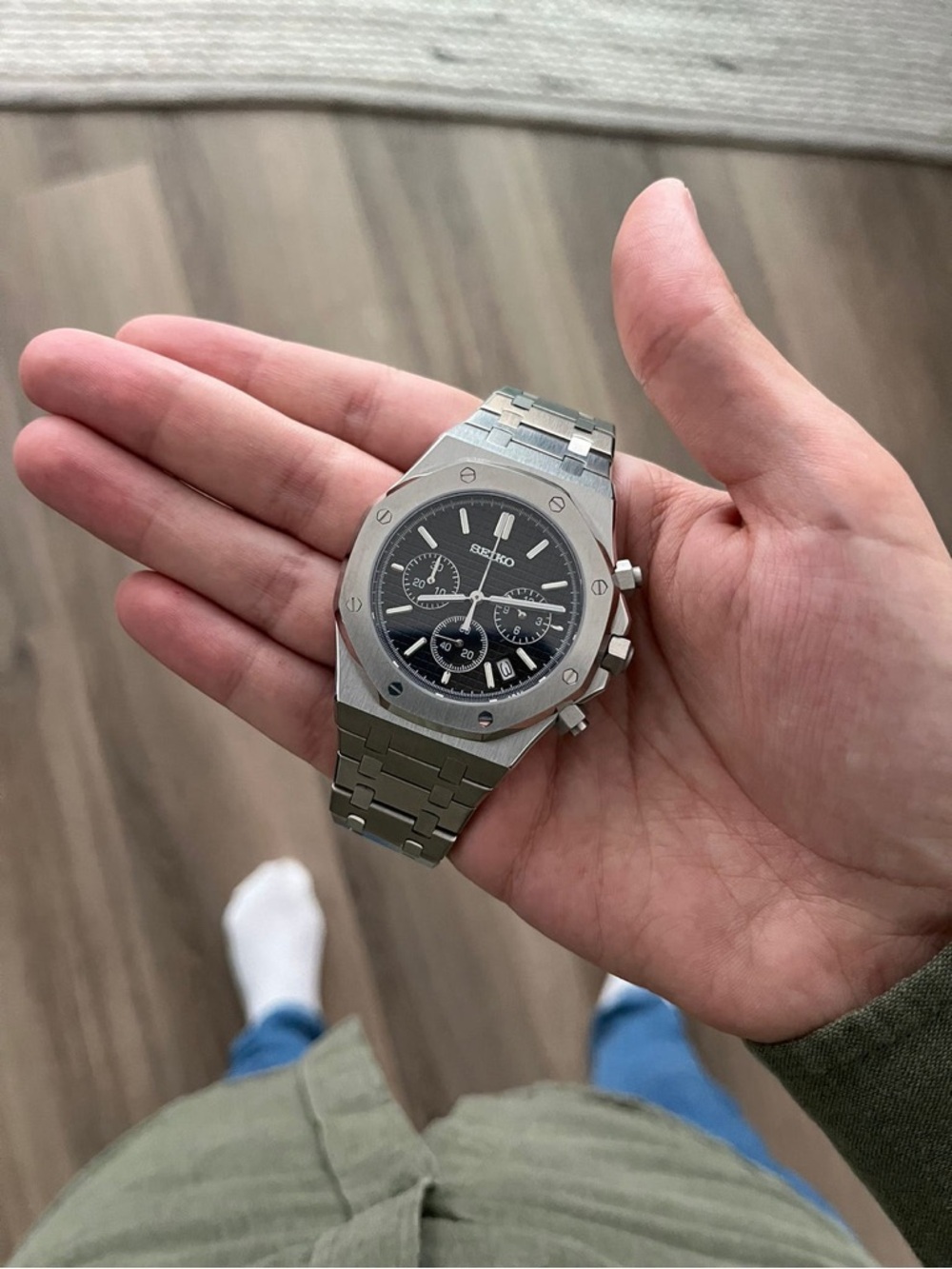 Seiko Mod: Black Royal Oak Chronograph